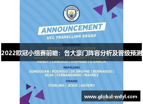 2022欧冠小组赛前瞻：各大豪门阵容分析及晋级预测
