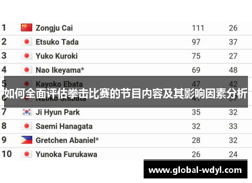 如何全面评估拳击比赛的节目内容及其影响因素分析