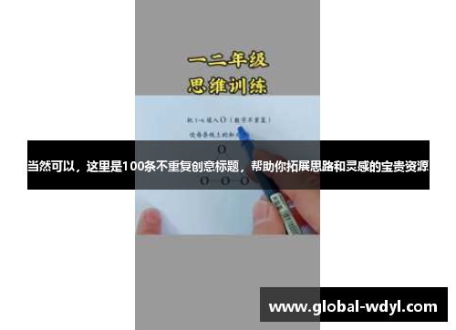 当然可以,这里是100条不重复创意标题,帮助你拓展思路和灵感的宝贵资源 当然可以,这里是100条不重复创意标题,帮助你拓展思路和灵感的宝贵资源